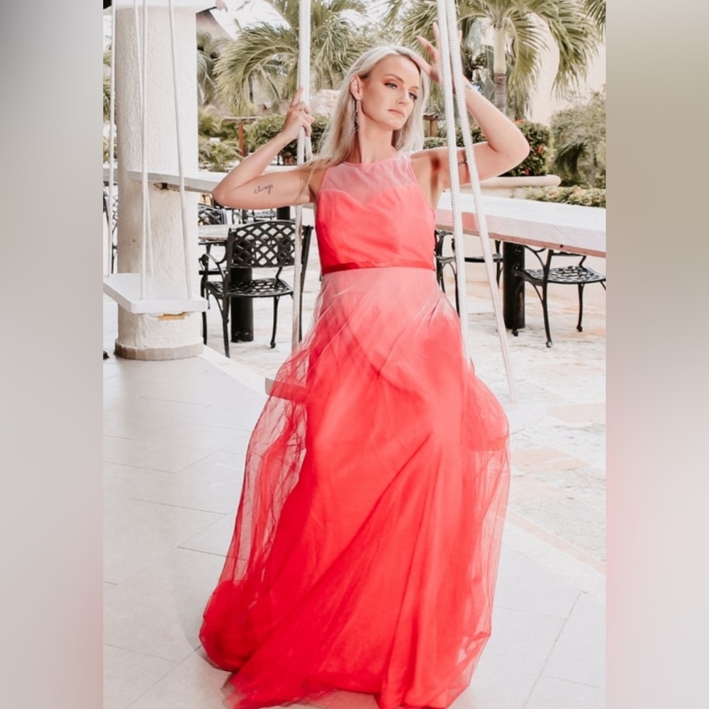 Elegant Pinkblush Tulle Evening Gown